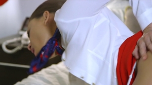 Sucking cock brunette in lingerie