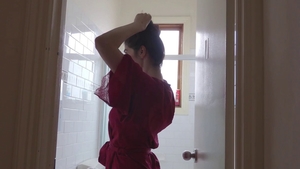 Girl demonstrates natural boobs