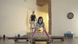 Small tits babe blowjobs in the gym