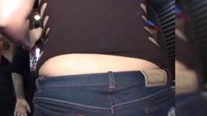 Young busty girl hard flashing in public