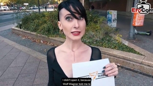 Pickup outdoors with short hair skinny deutsch teen