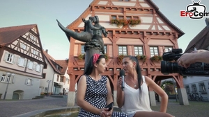 Tattooed deutsch housewife riding a dick after interview