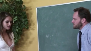 In school long haired american wearing skirt