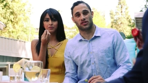 Wet pussy beautiful brunette surprise cock sucking in bath