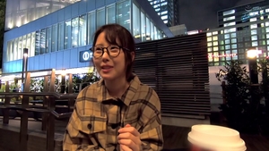 Asian wearing glasses tongue kissing in hotel in HD