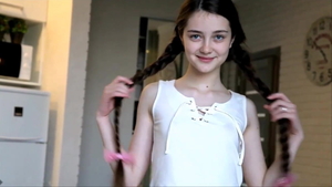 Skinny brunette softcore sucks dick and fucks