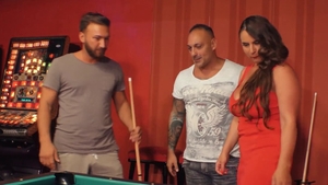 Busty german Sexy Susi in a dress deepthroat threesome