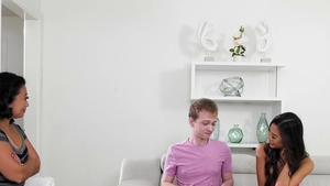 Hardcore hard slamming in company with asian brunette