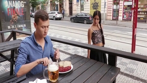 Beautiful brunette rough cock sucking