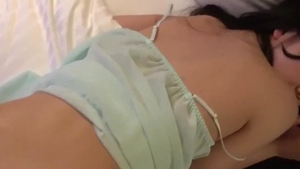 Small tits japanese brunette loves sucking dick in HD