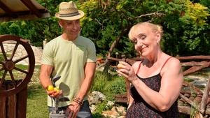 Skinny teen feels up to threesome