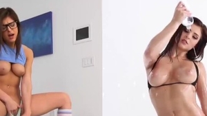 Masturbation alongside big tits