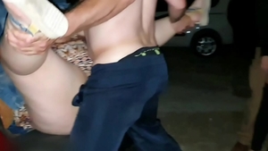 Big boobs swinger orgy in public