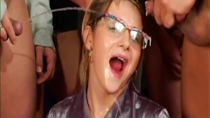 Blonde haired enjoys bukkake