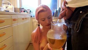 Pissing escorted by very hot amateur wearing panties in HD