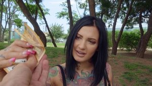 Public Pick Ups: Brunette Adel Asanty pickup outdoors